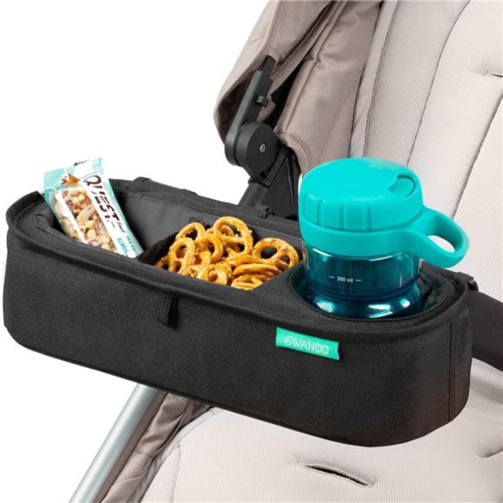 Universal Stroller Tray Snack Cup Holder Adjustable Non Slip Straps Baby Travel